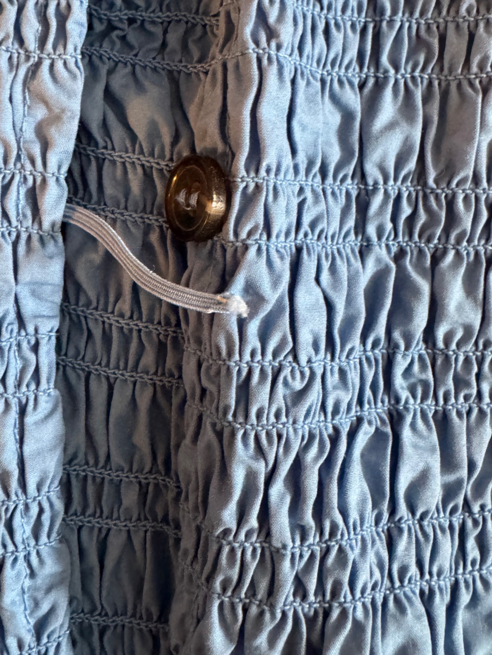 Ganni Light Blue Smocked Bodice Long Sleeve Dress - Picture 6 of 8